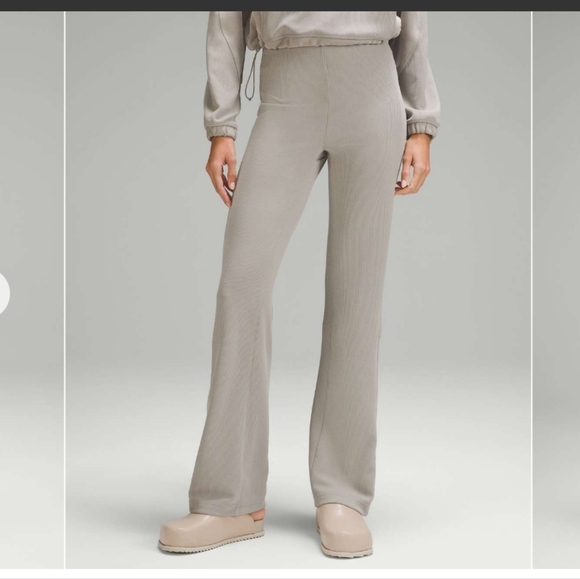 lululemon athletica Pants - Lululemon Brushed Softstreme Ribbed Zip Flared Pant 32.5" Riverstone